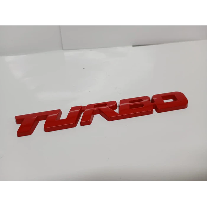 Pegatina emblema de Metal TURBO 3D para autos rojo medida 12.8 * 2cm 3