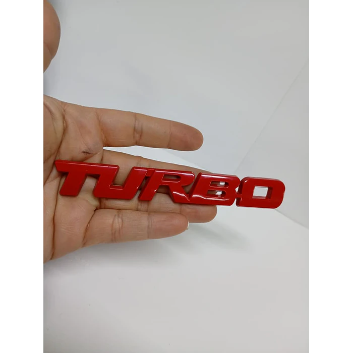  Pegatina emblema de Metal TURBO 3D para autos rojo medida 12.8 * 2cm 4
