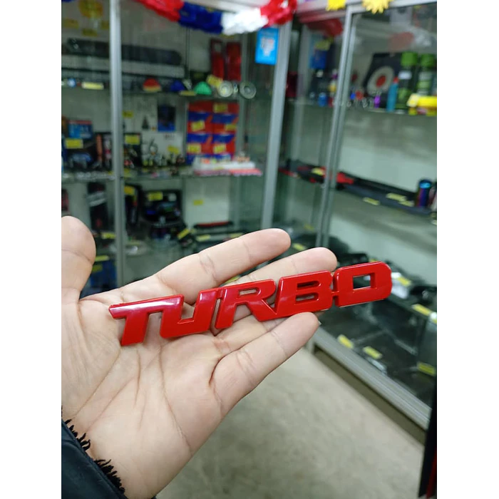  Pegatina emblema de Metal TURBO 3D para autos rojo medida 12.8 * 2cm 7