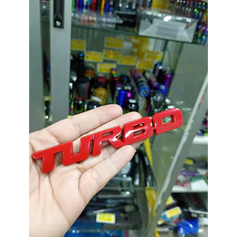  Pegatina emblema de Metal TURBO 3D para autos rojo medida 12.8 * 2cm