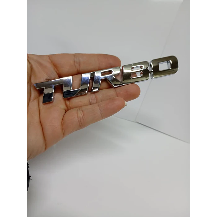  Pegatina emblema de Metal TURBO 3D para autos cromado medida 12.8 * 2cm 1