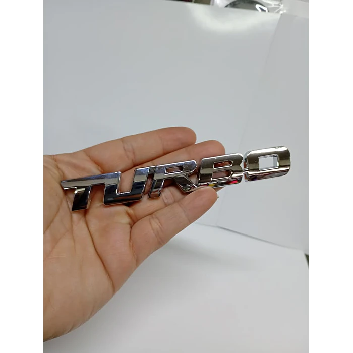  Pegatina emblema de Metal TURBO 3D para autos cromado medida 12.8 * 2cm 4