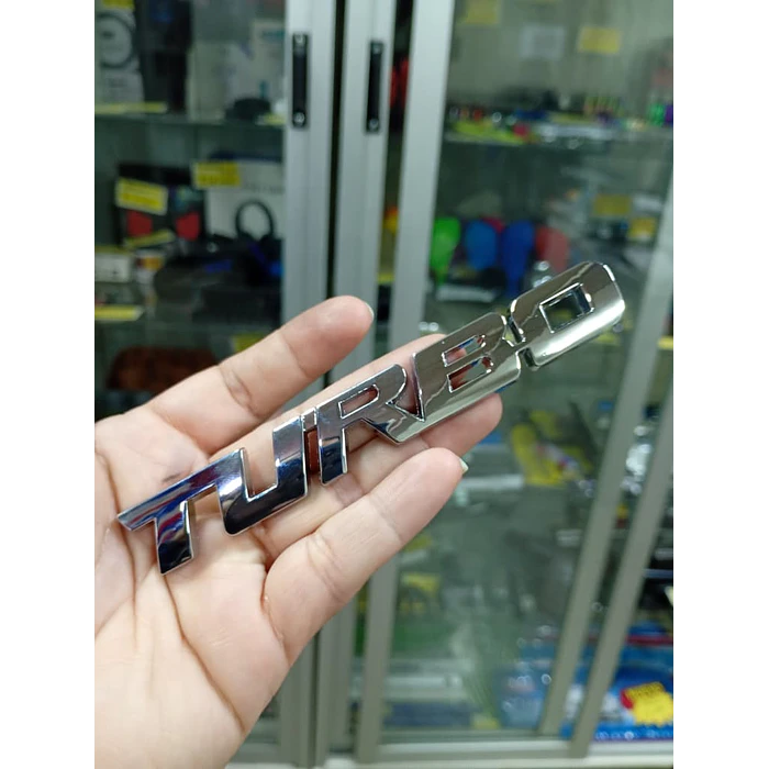  Pegatina emblema de Metal TURBO 3D para autos cromado medida 12.8 * 2cm 5