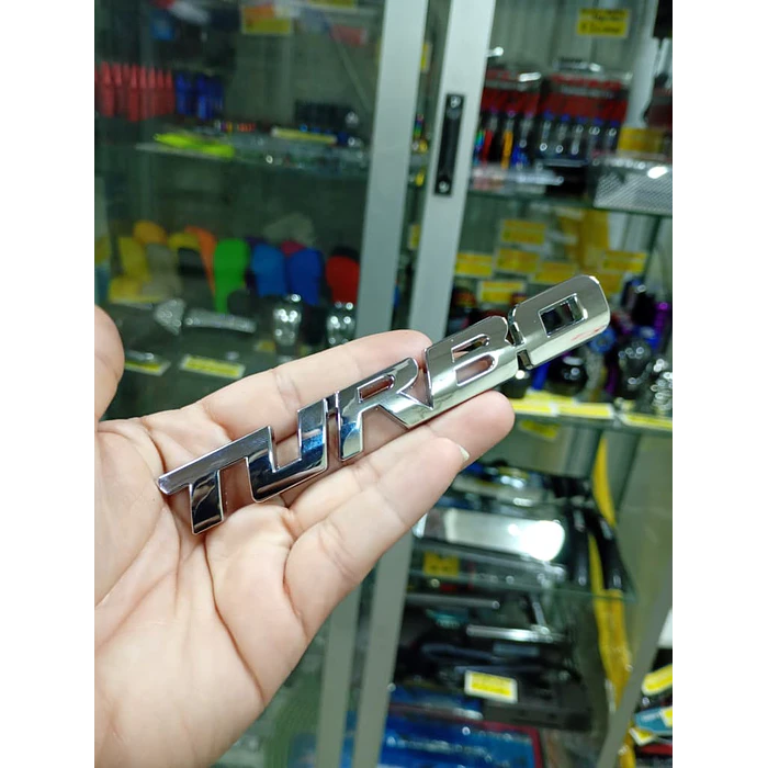  Pegatina emblema de Metal TURBO 3D para autos cromado medida 12.8 * 2cm 6