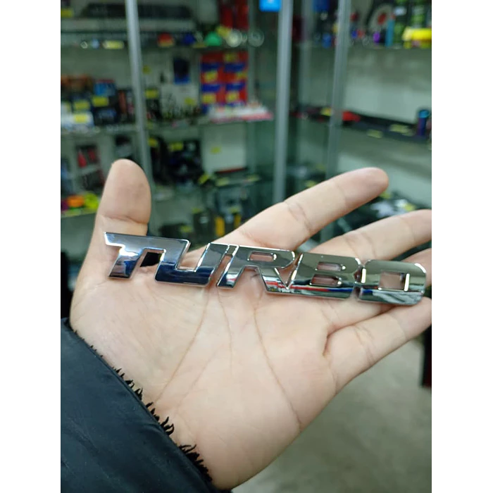  Pegatina emblema de Metal TURBO 3D para autos cromado medida 12.8 * 2cm 7