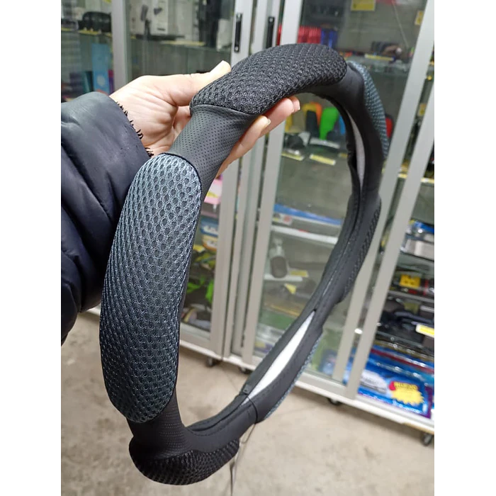 Funda cubre Volante de autos standard 38cm ergonómico negro con gris 1