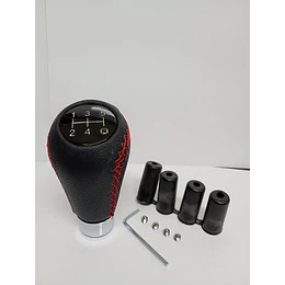 Pomo perilla palanca de cambios tunning cuero PU negro con costura roja 5 velocidades y reversa en sexta 