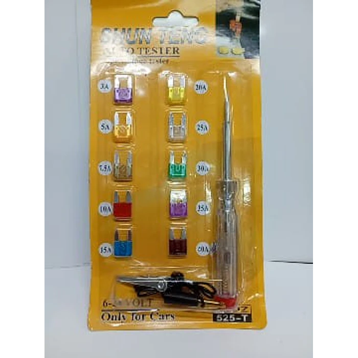 Probador de Voltaje Automotriz + Set de Fusibles 6–40A  2