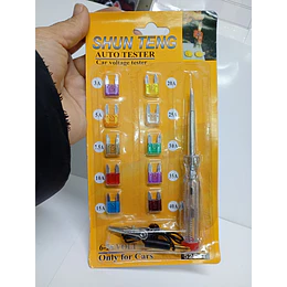 Probador de Voltaje Automotriz + Set de Fusibles 6–40A 
