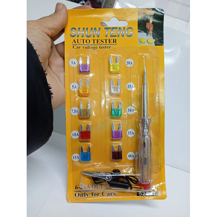  Probador de Voltaje Automotriz + Set de Fusibles 6–40A  1
