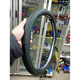 forro cubre volante de autos de eco cuero de alta calidad negro con Hilo verde