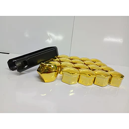  Cubierta de tuercas de neumáticos de auto, a prueba de polvo, protección decorativa exterior 17mm, tapa de Perno 20 piezas color dorado amarillo 