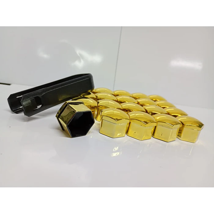  Cubierta de tuercas de neumáticos de auto, a prueba de polvo, protección decorativa exterior 17mm, tapa de Perno 20 piezas color dorado amarillo  2