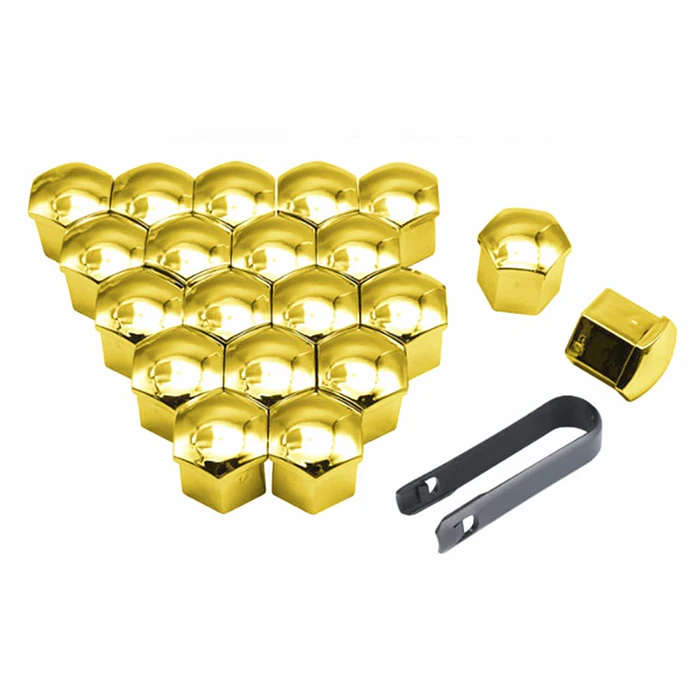  Cubierta de tuercas de neumáticos de auto, a prueba de polvo, protección decorativa exterior 17mm, tapa de Perno 20 piezas color dorado amarillo  5