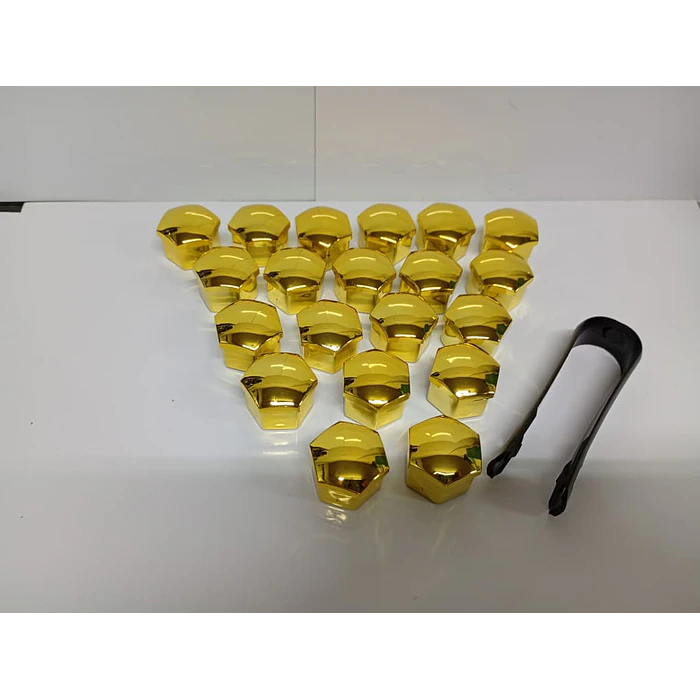  Cubierta de tuercas de neumáticos de auto, a prueba de polvo, protección decorativa exterior 17mm, tapa de Perno 20 piezas color dorado amarillo  9