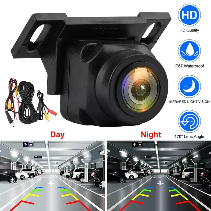 Camara de retroceso para autos 1080p 170°grados camara de respaldo de estacionamiento automático impermeable con visión nocturna antiinterferencias ajustable gran angular 3