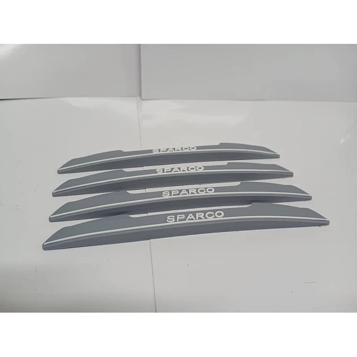 X4  topes de puertas tira de goma anticolision tope de retrovisor, tope de parachoques Borde de puerta lateral de auto antiarañazo Sparco Gris letra blanca  1