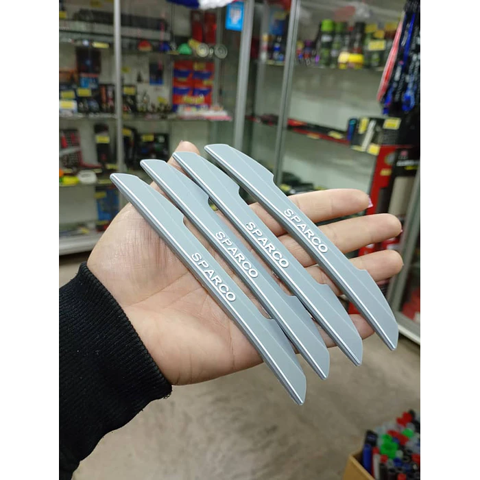 X4  topes de puertas tira de goma anticolision tope de retrovisor, tope de parachoques Borde de puerta lateral de auto antiarañazo Sparco Gris letra blanca  4
