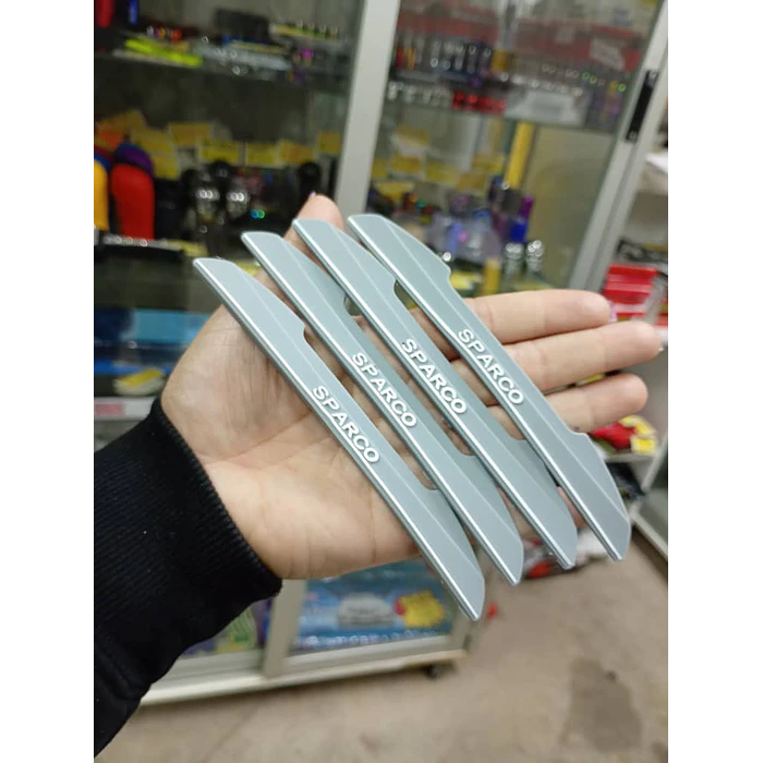 X4  topes de puertas tira de goma anticolision tope de retrovisor, tope de parachoques Borde de puerta lateral de auto antiarañazo Sparco Gris letra blanca  6