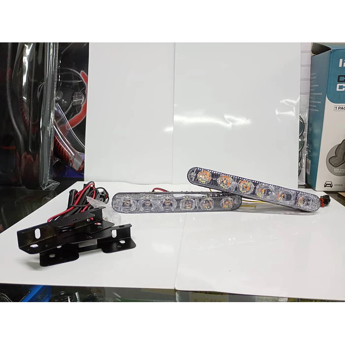  Luz de circulación diurna para autos, lámpara antiniebla de señal de giro, Blanco con ámbar 5