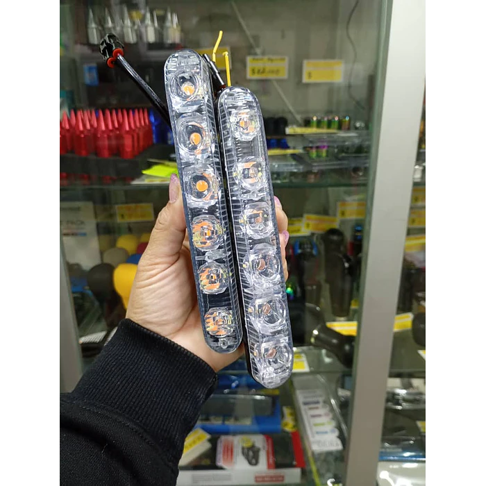  Luz de circulación diurna para autos, lámpara antiniebla de señal de giro, Blanco con ámbar 6