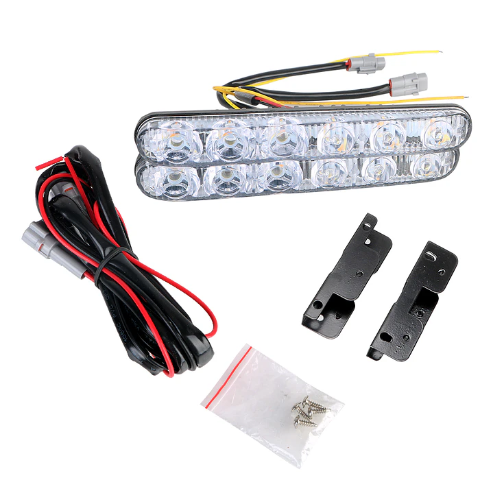  Luz de circulación diurna para autos, lámpara antiniebla de señal de giro, Blanco con ámbar 9