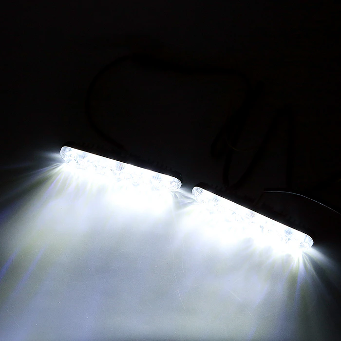  Luz de circulación diurna para autos, lámpara antiniebla de señal de giro, Blanco con ámbar 10