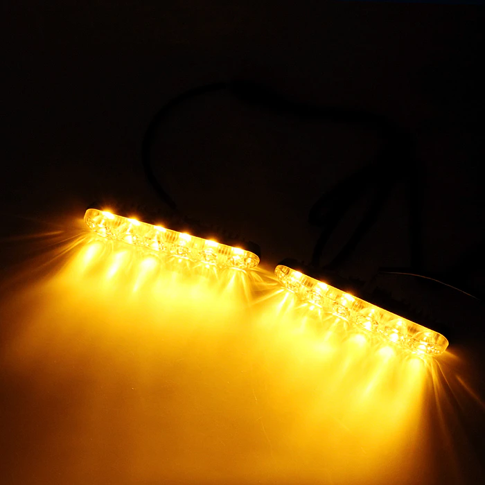  Luz de circulación diurna para autos, lámpara antiniebla de señal de giro, Blanco con ámbar 11