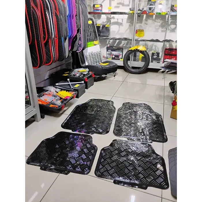 * X4 Alfombras Pisos Tapetes Para Autos* Negro Metalizado Negro 2