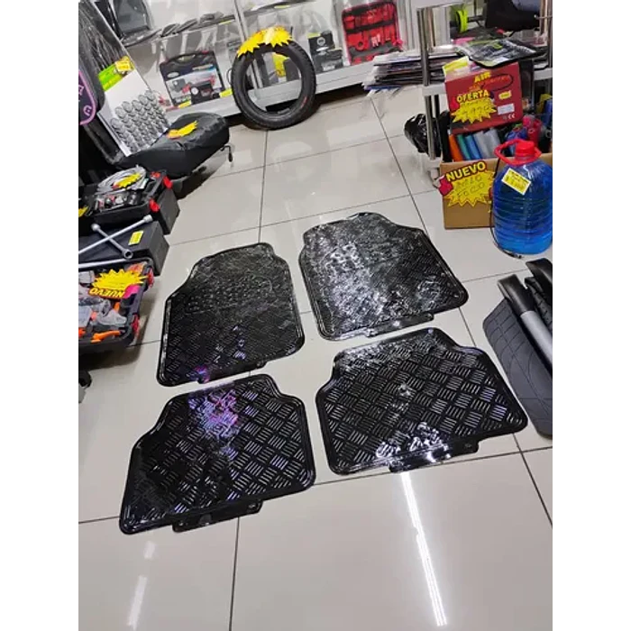 * X4 Alfombras Pisos Tapetes Para Autos* Negro Metalizado Negro 4