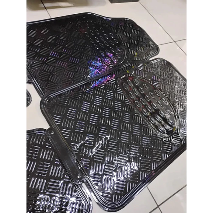 * X4 Alfombras Pisos Tapetes Para Autos* Negro Metalizado Negro 5