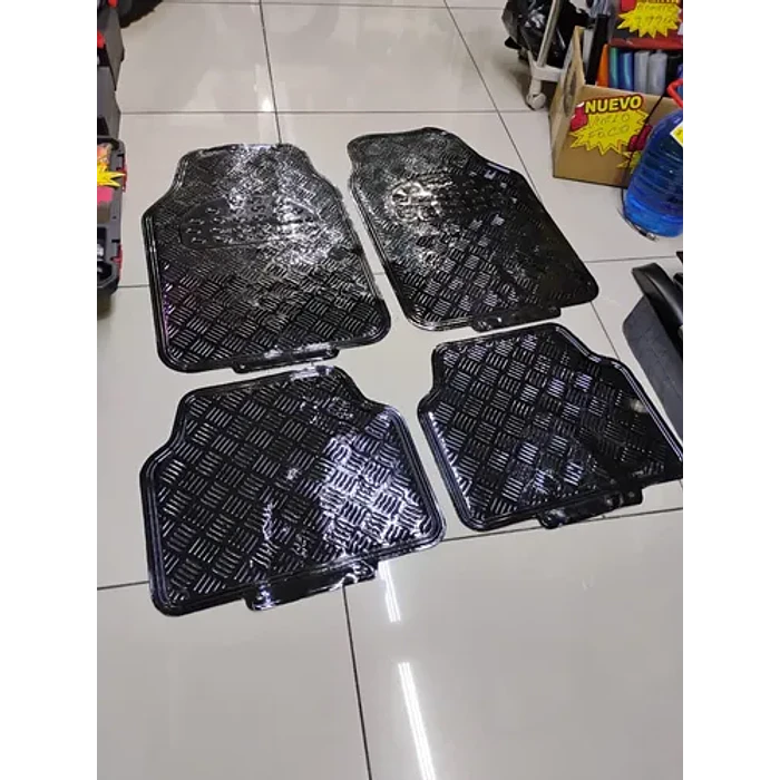 * X4 Alfombras Pisos Tapetes Para Autos* Negro Metalizado Negro 9