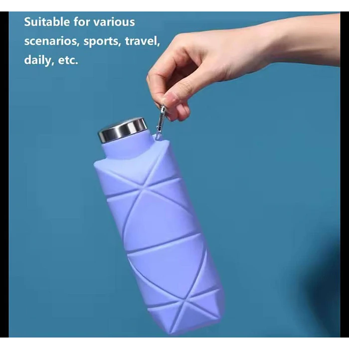 Botella Plegable Silicona Para Agua Deportiva Reutilizable 3