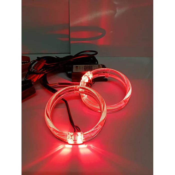 par de anillos  anillos de luz led circular universal ojos de ángel RGB multicolor para autos, accesorios de modificación de ópticos medida 80mm 2