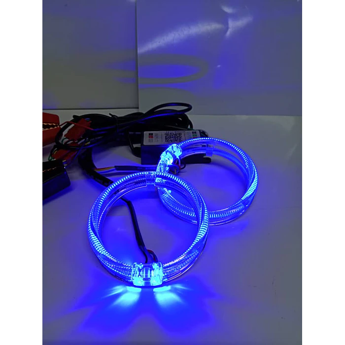 par de anillos  anillos de luz led circular universal ojos de ángel RGB multicolor para autos, accesorios de modificación de ópticos medida 80mm 4