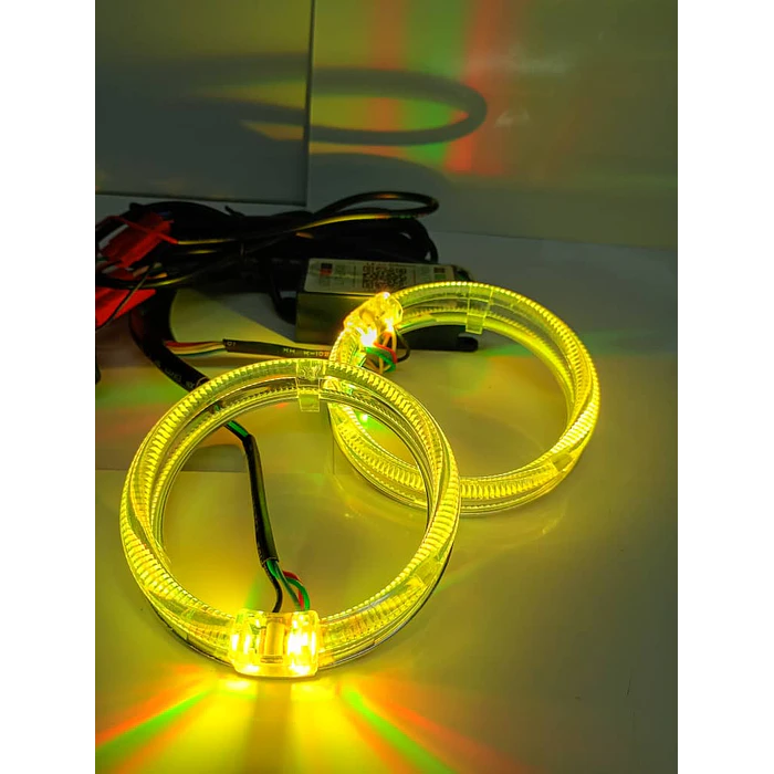 par de anillos  anillos de luz led circular universal ojos de ángel RGB multicolor para autos, accesorios de modificación de ópticos medida 80mm 6