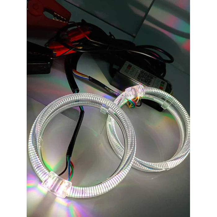par de anillos  anillos de luz led circular universal ojos de ángel RGB multicolor para autos, accesorios de modificación de ópticos medida 80mm 8