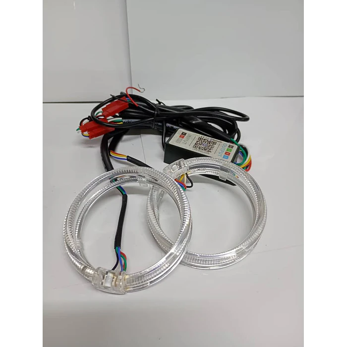 par de anillos  anillos de luz led circular universal ojos de ángel RGB multicolor para autos, accesorios de modificación de ópticos medida 80mm 9