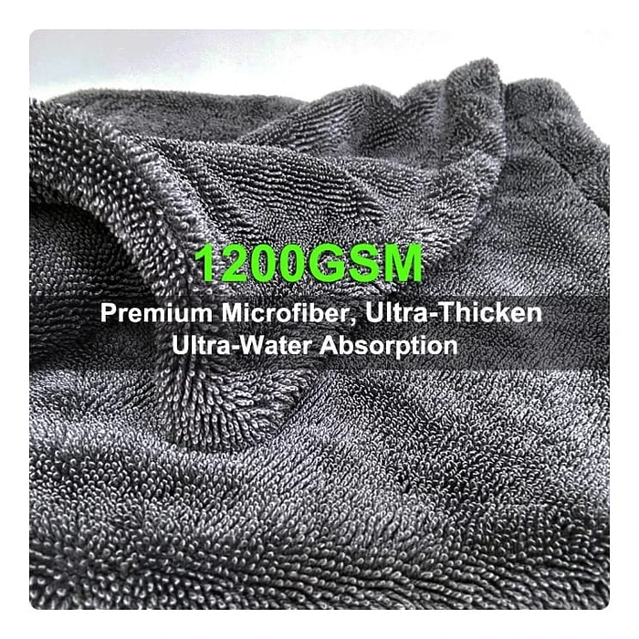 Super paño de Microfibra toalla de Ultra Secado - Calidad PREMIUM  1200GSM 60x40cm sin bordes ✨ color negro 10
