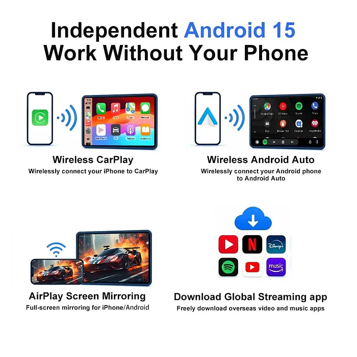 CARPLAY AI BOX 4 EN 1 ANDROID 15 – WIFI, YOUTUBE Y NETFLIX 11