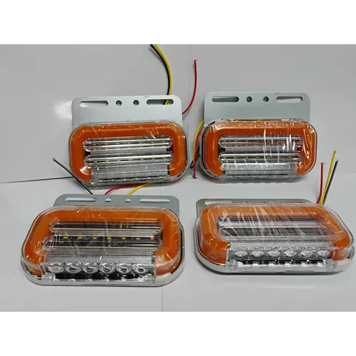 Pack 4 Focos Led Posición Trocha Señalización 12-24 V Cable Positivo Negativo Ambar Ambar Blanco 1