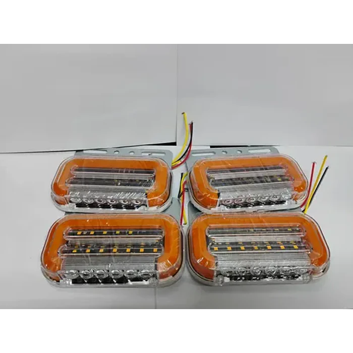 Pack 4 Focos Led Posición Trocha Señalización 12-24 V Cable Positivo Negativo Ambar Ambar Blanco 6