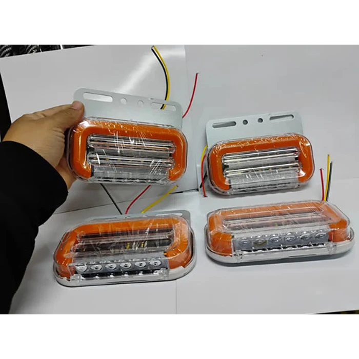 Pack 4 Focos Led Posición Trocha Señalización 12-24 V Cable Positivo Negativo Ambar Ambar Blanco 8