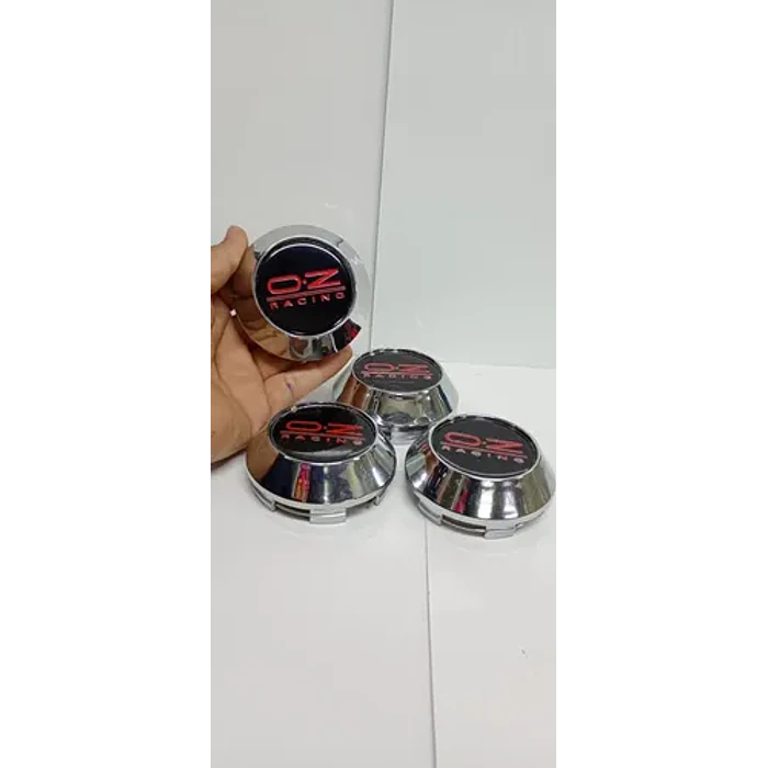 X4 Tapas Centro De Llantas De Auto Conicas Oz 62mmx68mm Negro Letra Roja 3