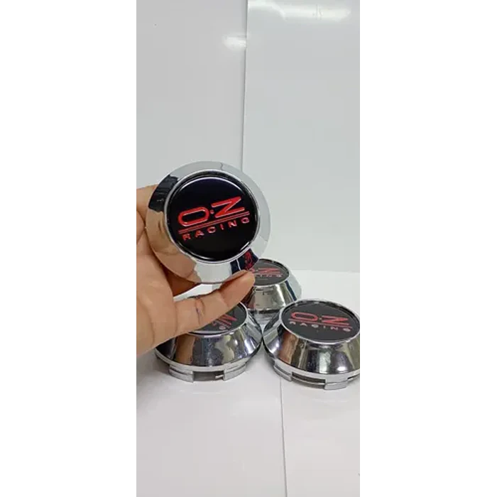 X4 Tapas Centro De Llantas De Auto Conicas Oz 62mmx68mm Negro Letra Roja 4