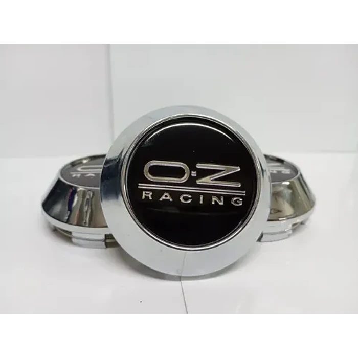 X4 Tapas Centro De Llantas De Auto Conicas Oz 58mmx60mm Negro Logo Plata 1