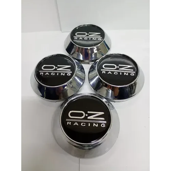 X4 Tapas Centro De Llantas De Auto Conicas Oz 58mmx60mm Negro Logo Plata 4