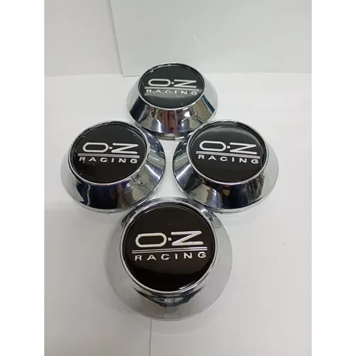 X4 Tapas Centro De Llantas De Auto Conicas Oz 58mmx60mm Negro Logo Plata 7