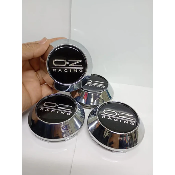 X4 Tapas Centro De Llantas De Auto Conicas Oz 58mmx60mm Negro Logo Plata 8