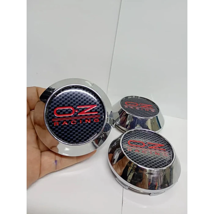 X4 Tapas Centro De Llantas De Auto Conicas Oz 58mmx60mm Carbono Logo Rojo 5